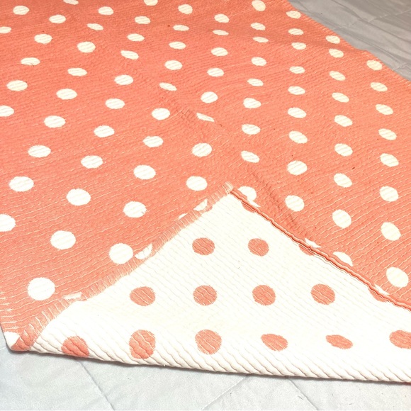 GARNET HILL Pink Peach with White Polka Dots Quilted Blanket Bedspread for Baby - Picture 2 of 9